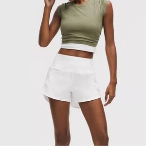 🐭 Lululemon “White” Speed Up High-Rise Lined Short 4” SZ 14